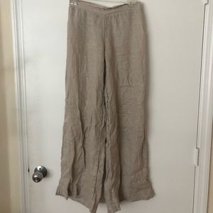 Linen beige flowy cover up beach pants